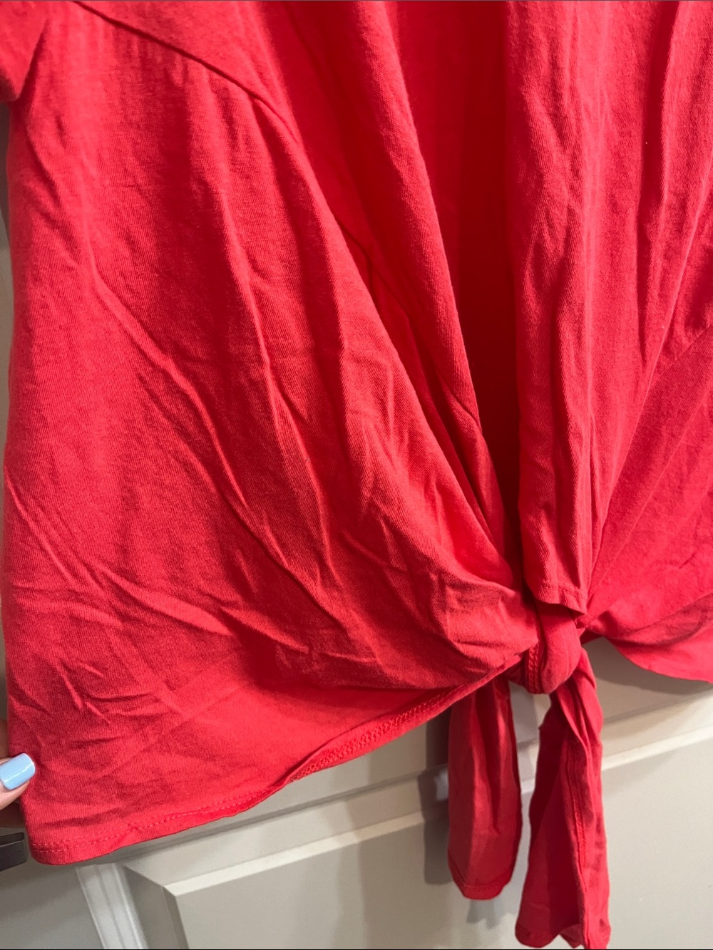 Caslon Red Short-Sleeve Tie-Front Tee - Picture 4 of 14